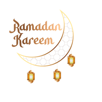 eid mubarak typography with mosque and lantern png