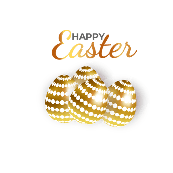 happy easter element for design.eggs in green grass with white flowers isolated png