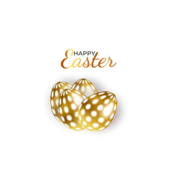 happy easter element for design.eggs in green grass with white flowers isolated png