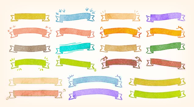 Hand drawn grunge watercolor ribbon set vector
