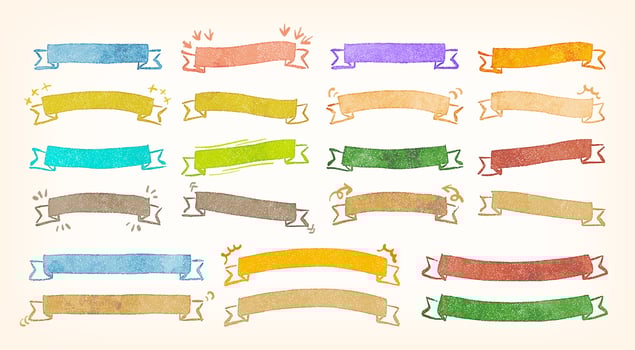Hand drawn grunge watercolor ribbon set vector
