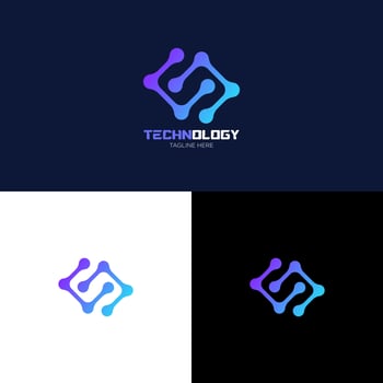 Illustration Technology Logo Design. Digital technology. Brain Logo Template. Abstract vector logo