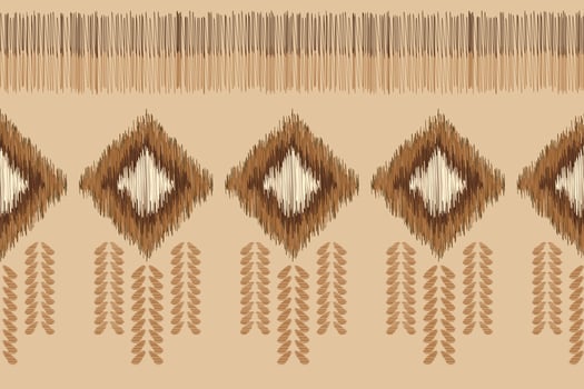 Ethnic Ikat fabric pattern geometric style.African Ikat embroidery Ethnic oriental pattern white brown cream background. Abstract,vector,illustration. For texture,clothing,wrapping,decoration,carpet. vector