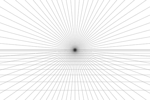 One point perspective grid background. Abstract grid line backdrop. Drawing perspective mesh template. Vector illustration isolated on white background