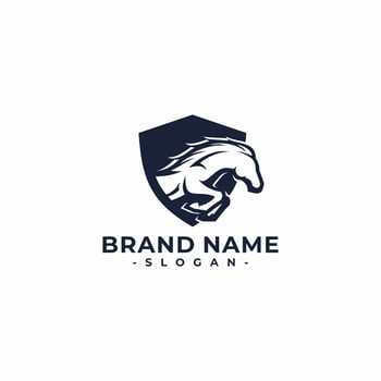 horse jumping from shield logo vector