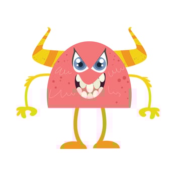 Pink monster big teeth vector