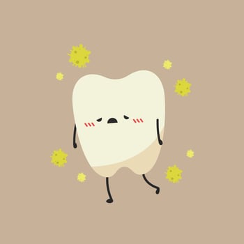 teeth cartoon vector. character design. unclean teeth vector. vector