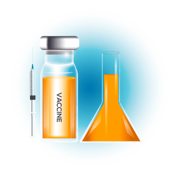 Vaccine by virus. vaccines bottle isolated. set realistic 3d glass ampoules png