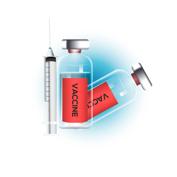 Vaccine by virus. vaccines bottle isolated. set realistic 3d glass ampoules png
