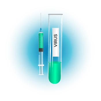 Vaccine by virus. vaccines bottle isolated. set realistic 3d glass ampoules png