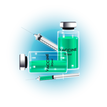 Vaccine by virus. vaccines bottle isolated. set realistic 3d glass ampoules png