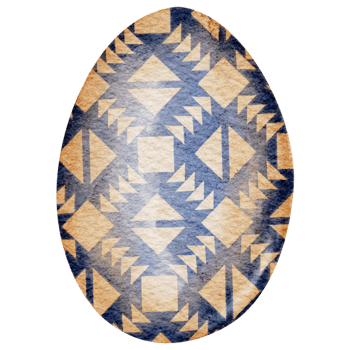 Watercolor Easter Egg with blue ornament. Blue egg hand drawing illustrations in watercolor style. Transparent background PNG