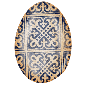 Watercolor Easter Egg with blue ornament. Blue egg hand drawing illustrations in watercolor style. Transparent background PNG