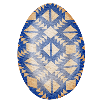 Watercolor Easter Egg with blue ornament. Blue egg hand drawing illustrations in watercolor style. Transparent background PNG