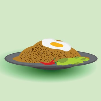 Food egg rice vegetable and noodles vector