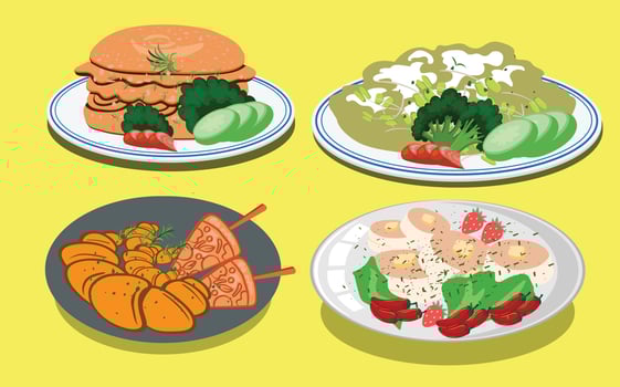 Burger vegetable the meat and rich healthy Asian food vector