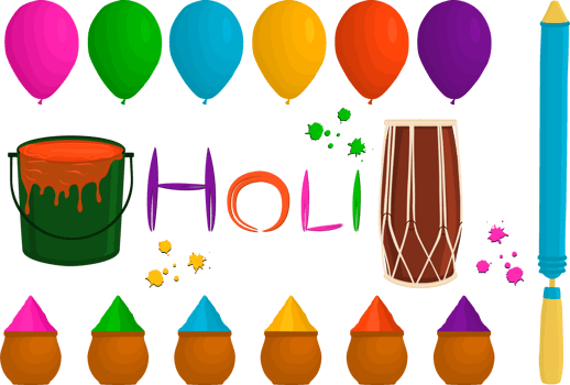 Collection accessory for celebration holiday Holi png