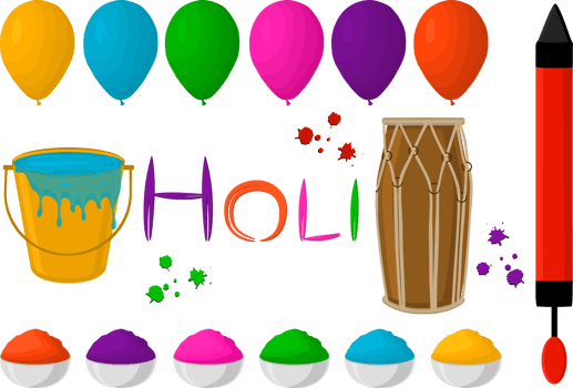 Collection accessory for celebration holiday Holi png