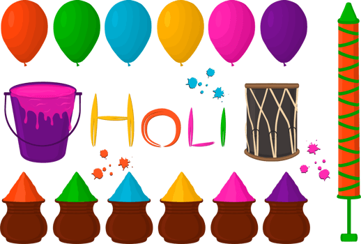 Collection accessory for celebration holiday Holi png