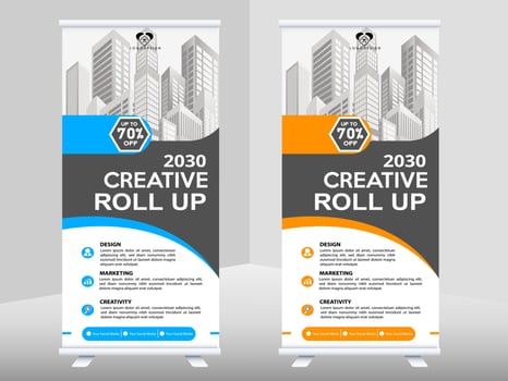 creative business roll up banner design. Standee Design Banner, Corporate digital Roll Up Banner. vector