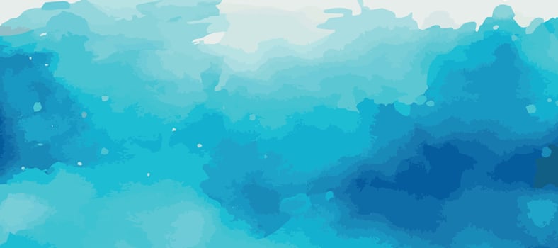 Realistic blue watercolor panoramic texture on white background - Vector