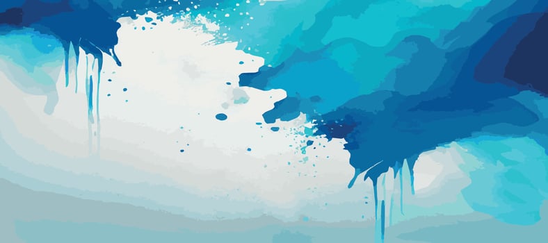 Realistic blue watercolor panoramic texture on white background - Vector
