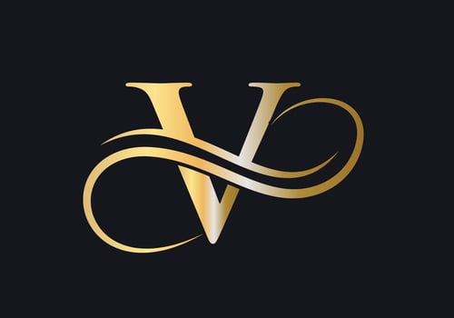 Letter V Logo Luxurious Sign with Golden Luxury Color and Monogram Symbol vector