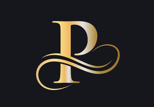 Letter P Logo Luxurious Sign with Golden Luxury Color and Monogram Symbol vector