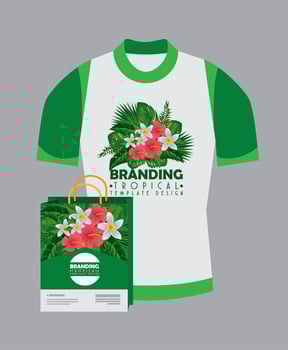 fashion shirt product with bag and tropical style vector