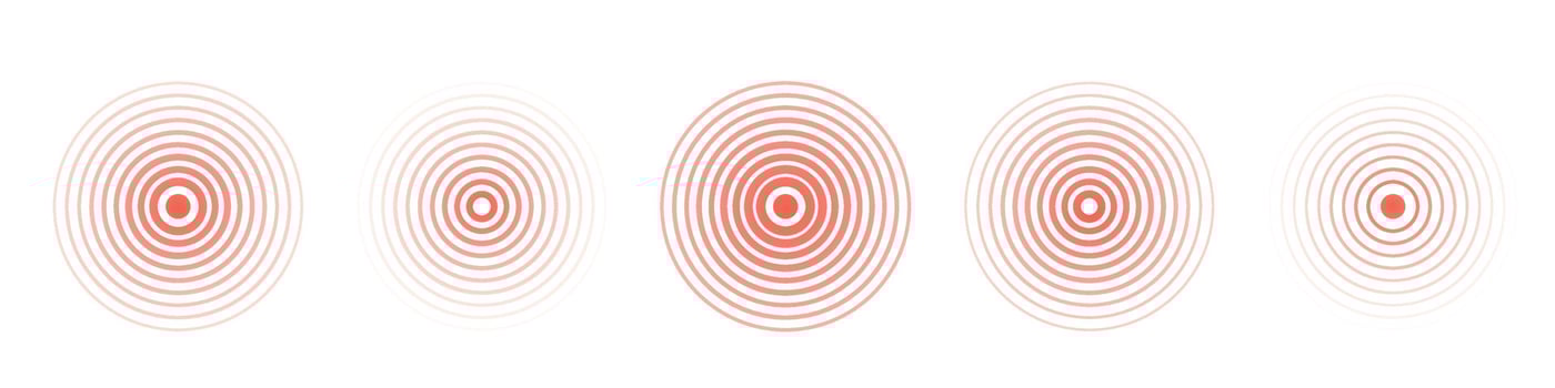 Abstract icon with red pain on white background for decoration design.Radial stomach pain. Vector illustrations Pattern elements isolated