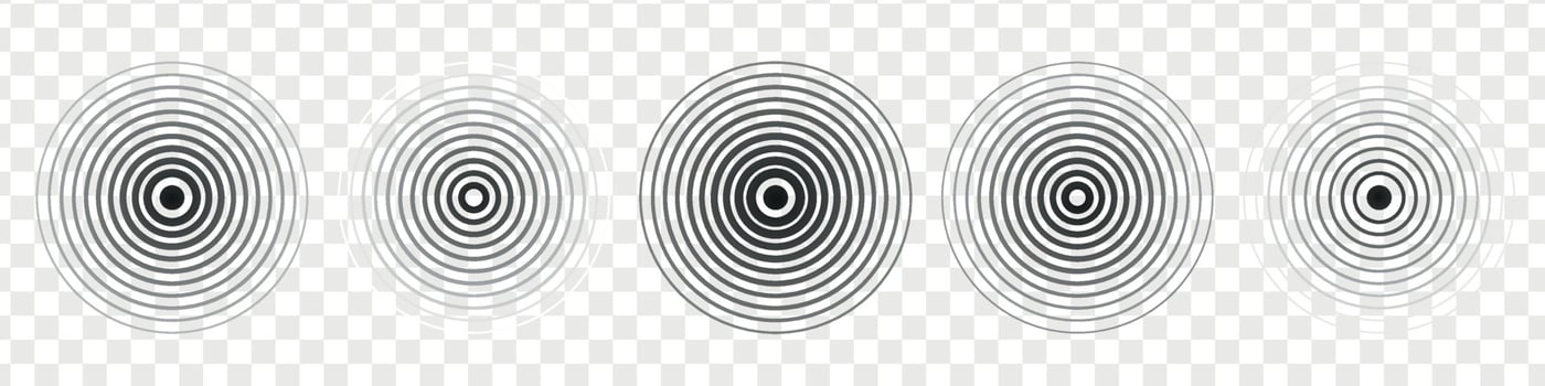 Sonar sound wave. Signal concentric circle. vibrations radial signal. Vector isolated illustration