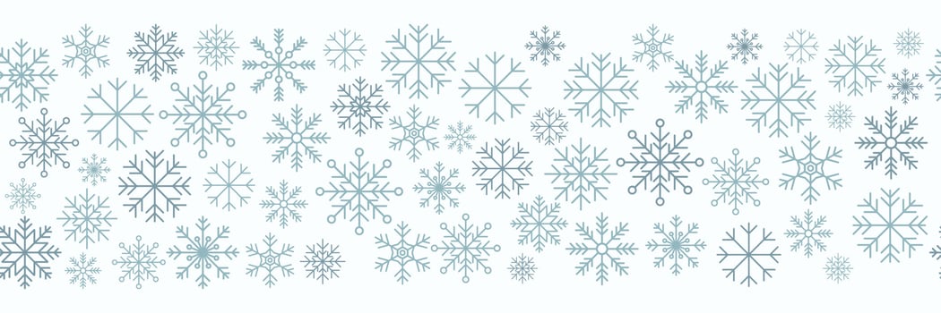 Snowflake seamless border. Snowflakes seamless pattern. Snowfall repeat backdrop. Winter holidays theme. Seamless background with snowflakes. Vector illustration