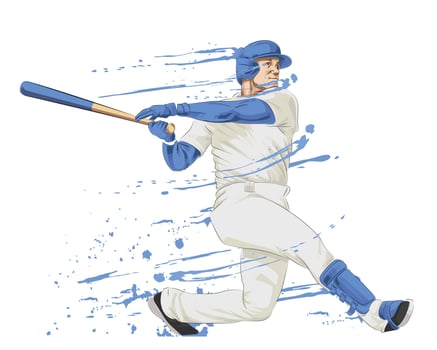 Baseball player hitting the ball with a bat vector
