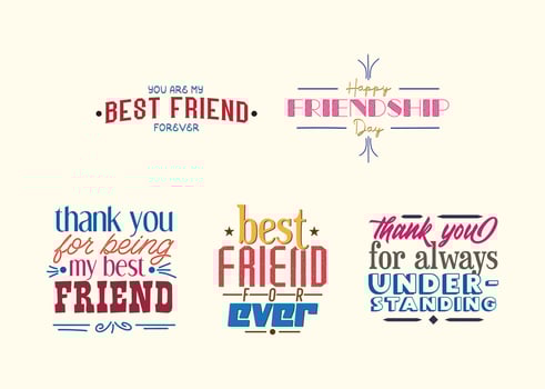 Set of Freindship Day Badges, Friend Quotes vector