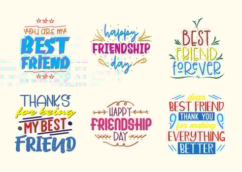 Set of Freindship Day Badges, Friend Quotes vector
