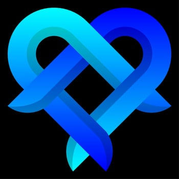 Blue connection logo vector isolated illustration. Heart shape connection vector for logo, icon, sign, symbol, design or decoration. Optical illusion blue love shape connection logo