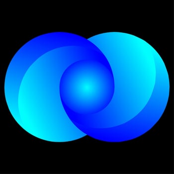 Double sphere connection logo vector isolated illustration. Abstract dual circle vector for logo, icon, sign, symbol, design or decoration. Blue double orb relation logo
