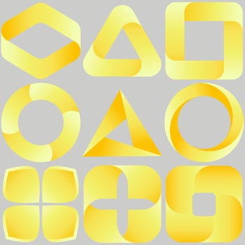 Set of golden logo vector illustration. Simple golden shapes vector for logo, icon, sign, symbol, badge, business, design or decoration. Golden geometric logo