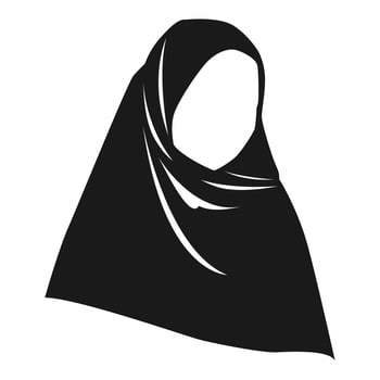 female hijab silhouette. hijab logo icon. front look. concept of women, clothing, muslim, ramadan, fashion, etc. flat vector. vector