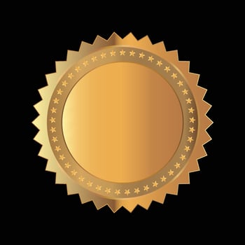 Vector illustration of gold seal certificate 3d GOLD seal.