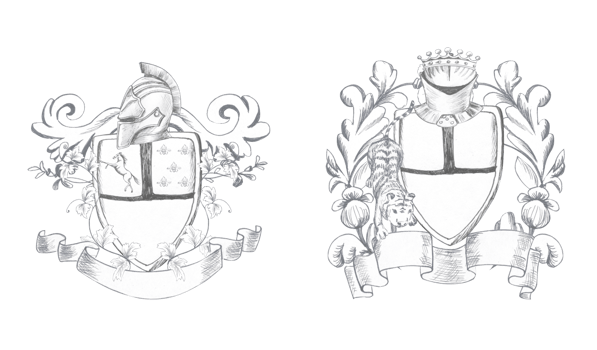 Graphic drawing of the family coat of arms for decorating a baroque wedding png