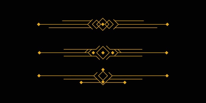 Golden art deco for decoration and design element. Set of luxury line art ornament design vector