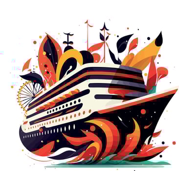 Carnival festivity theme minimalist cruise ship vector