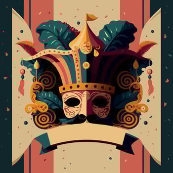ornate colorful venetian mask vector