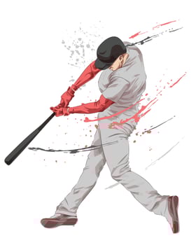 A baseball player swinging his bat at a ball vector