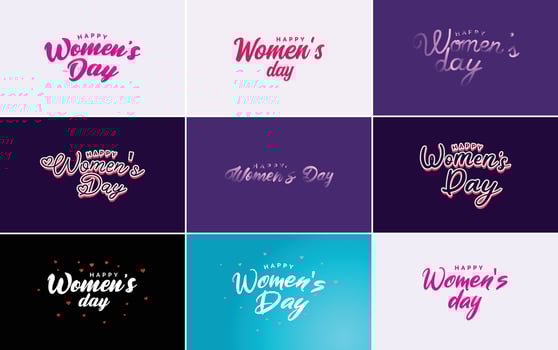 Set of International Women's Day cards with a logo vector