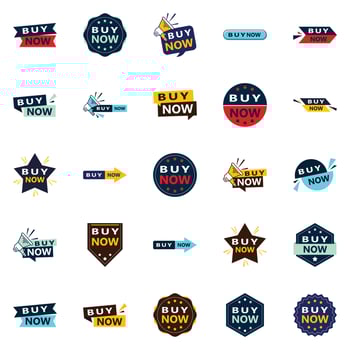 Buy Now 25 Fresh Typographic Designs for an updated buying campaign vector
