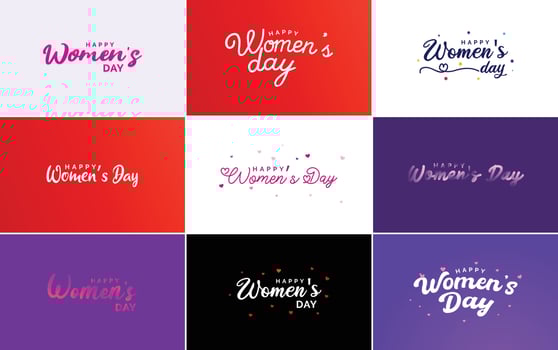 Happy Women s Day greeting card template with hand lettering text design creative typography suitable for holiday greetings element illustration vector