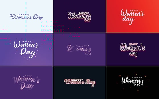 March 8th typographic design set with Happy Women's Day text vector