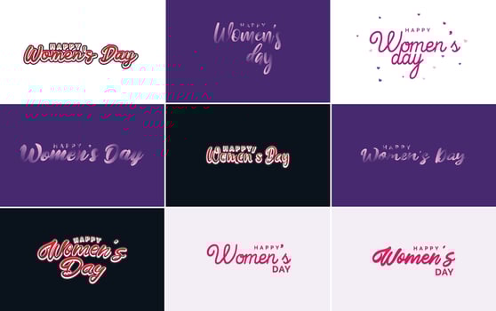March 8th typographic design set with Happy Women's Day text vector